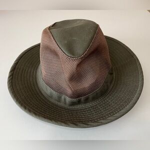Dorfman Pacific Co Mesh Hat Sz L Fishing Safari Camping Handmade Big Brim Olive